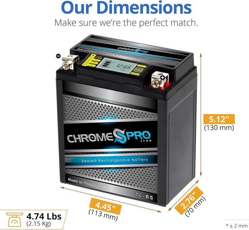 Chrome S Pro iGel YTX7L-BS Battery – 85 CCA, Gel Electrolyte, LED Display, 12V 6Ah – Fits ATV, Motorcycle, Scooter, Jet Ski, Dirt Bike, UTV, Snowmobile & More – T3 Nut & Bolt Terminal - Image 4